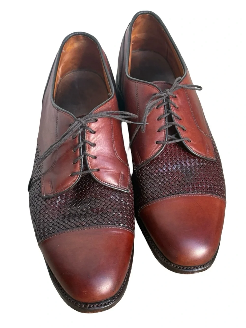 Allen Edmonds Men’s Dress Shoes Lauderdale Burgundy Brown Leather Woven SZ 10.5D